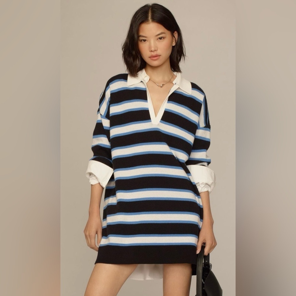 NWT Size L (P2P 26") - By Anthropologie Color Block Mini Sweater Dress